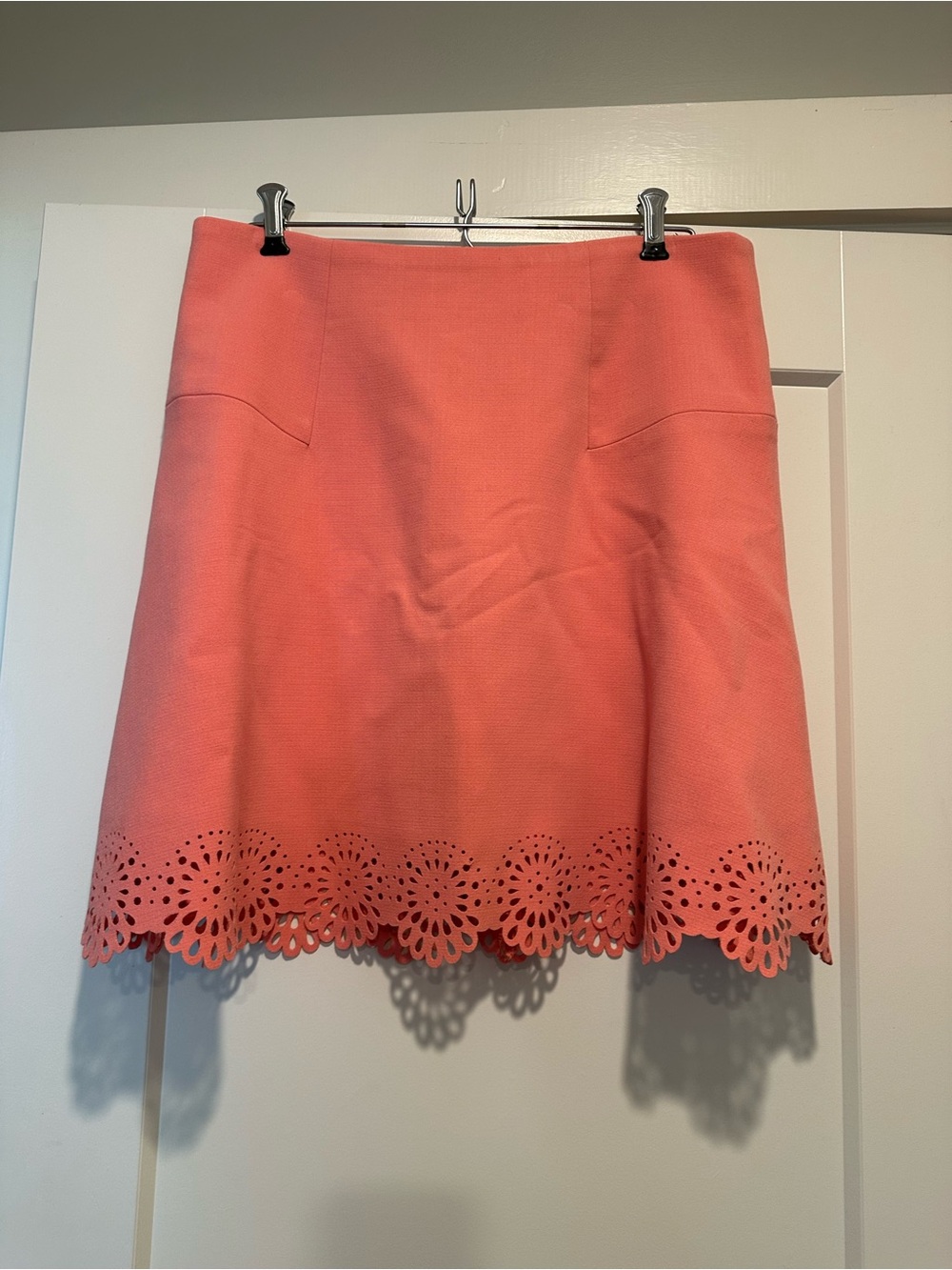 LOFT Coral Laser-Cut Hem A-Line Skirt